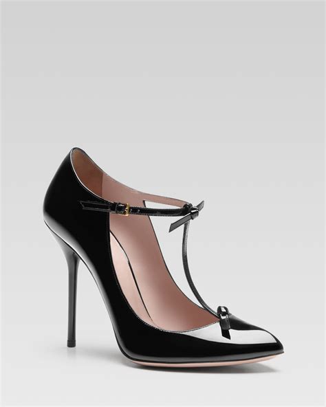 gucci patent leather t-strap black|Gucci Patent Leather T.